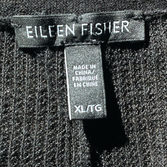 Eileen Fisher Black Sheer Knit Open-Front Lightweight Ribbed Cardigan Womens XL - Picture 3 of 10
